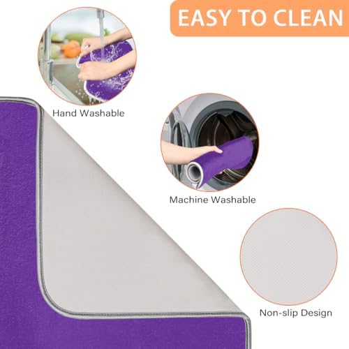Dish Drying Mats for Kitchen Counter Purple Solid Color Drainer Rack