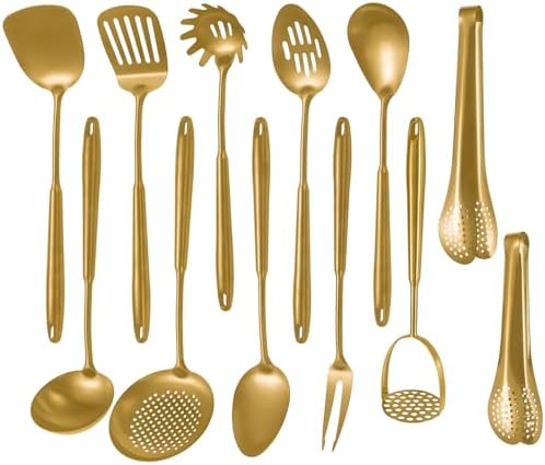304 Stainlss Steel Matte Kitchen Utensils Set, 12 Pcs Long Metal