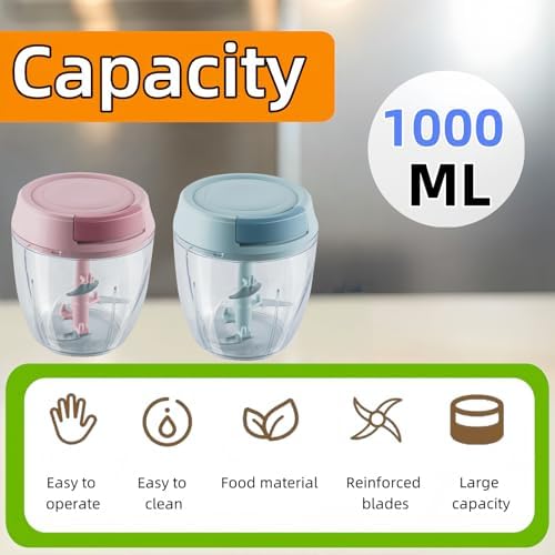 Manual Food Processor, Garlic Mincer Hand Cutter, Vegetable Chopper