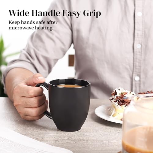DOWAN Coffee Mugs, Black Coffee Mugs Set of 6, 16 oz Ceramic Coffee