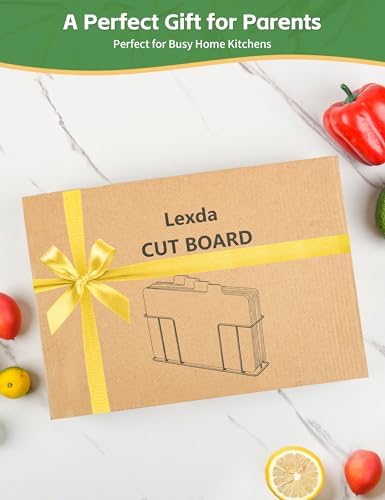 Bamboo Cutting Board Set with Meatal Stand, Lexda 4PCS Eco-Friendly