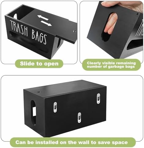 Wooden Trash Bag Dispenser Organizer with Lid for Kitchen,Under Sink