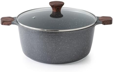 SENSARTE Nonstick Stock Pot with Lid, 7 Quart, Gray