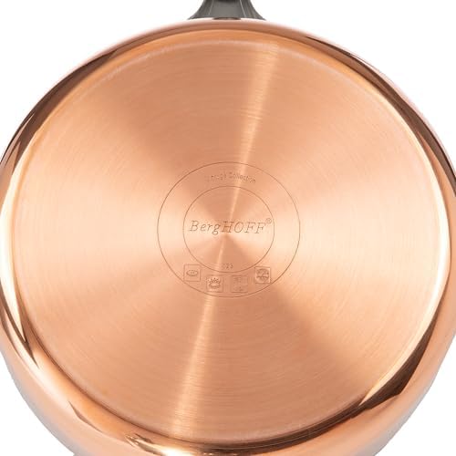 Berghoff Hammered Copper Cookware Set, Tri Ply Stainless Steel Pots &