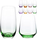 Set of 8 Drinking Glasses, Hand Blown, 4 Highball Glasses 18oz & 4