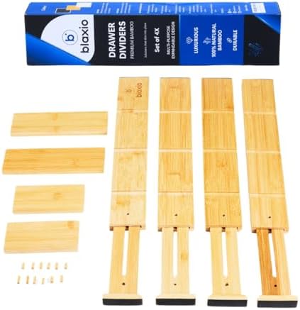Adjustable Drawer Dividers Pack of 4 with Inserts, Set Kitchen Drawer