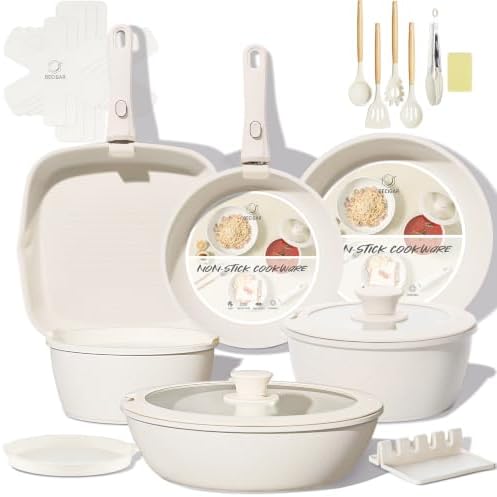 BECIGAR 24PCS Ceramic Pots and Pans Set