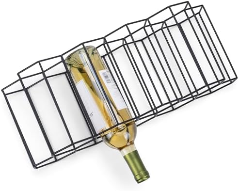 NAT & Jules Honeycomb Black Iron Metal Tabletop Wine Rack, Large