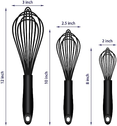 OYV Dishwasher Safe Silicone Whisk, Sealed Waterproof Design Set of 3