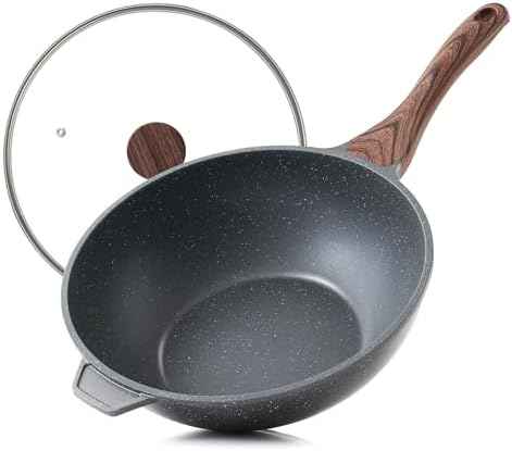 SENSARTE Nonstick Wok Pan with Lid 11Inch, Healthy Stir-fry Pan Chef's Pan