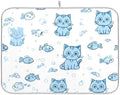 OTVEE Underwater Cat Print Dish Drying Mat for Kitchen Counter