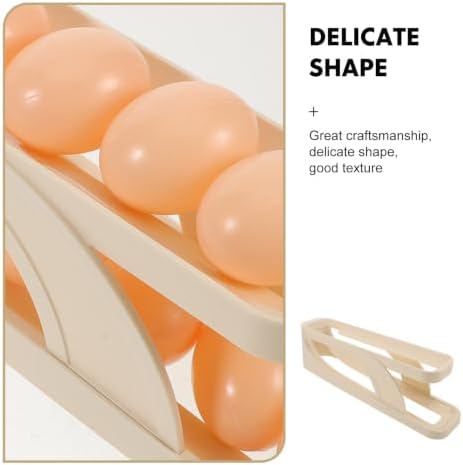 Double-layer Sliding Egg Storage Box for Fridge, Plastic Beige