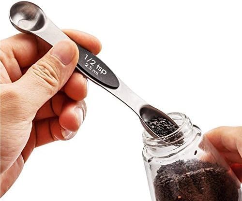INKULTURE Magnetic Measuring Spoons Set of 7, Dual-Sided Stainless