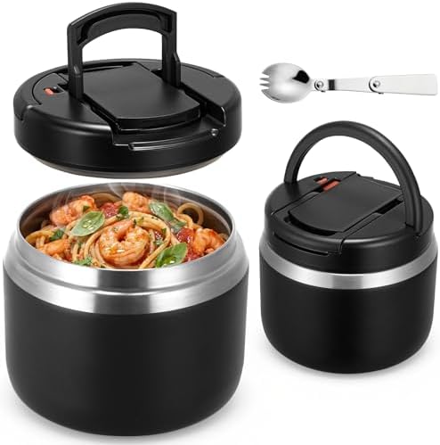 MAXSO 14oz Vacuum Insulated Food Jar with Spoon Buckle Lid, Kids Soup