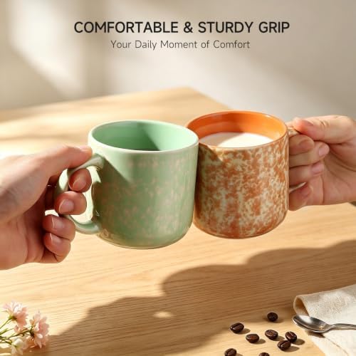 MONITO 12OZ Coffee Mugs Set of 4,Modern Ceramic Coffee Mugs Set with