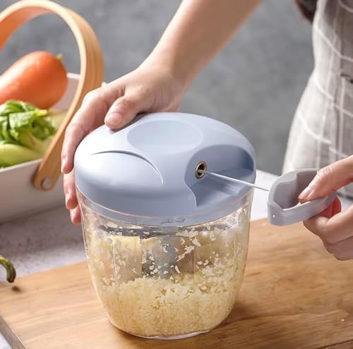 Manual Hand -Powered Food Chopper with Pull-Cord Mechanism – Compact