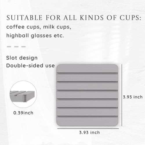 Water Absorbent Diatomite Set of 2 Coaster Coasters Rectangle Grooved