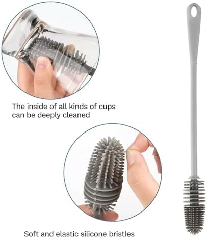 Silicone Bottle Brush & Silicone Straw Cleaner Set – 12.5” Long