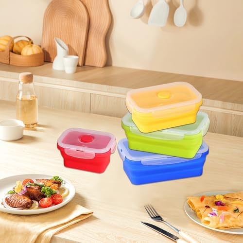 4 Collapsible Food Storage Containers, Silicone Food Storage