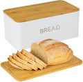Bread Box for Kitchen Countertop, Homemade Bread - Bamboo Cutting Board Lid
