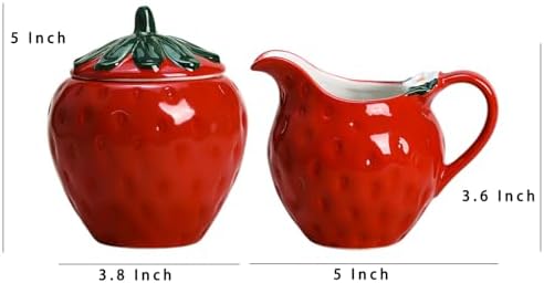 CHOOLD Ceramic Strawberry Shape Creamer and Sugar Bowl Set, Cream
