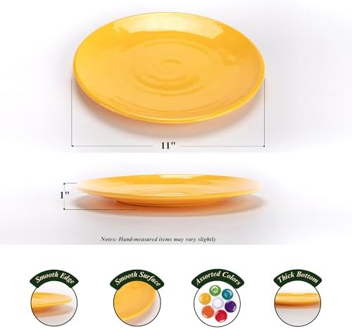 11-Inch Melamine Plates (Set of 6) - Unbreakable and Reusable Plastic