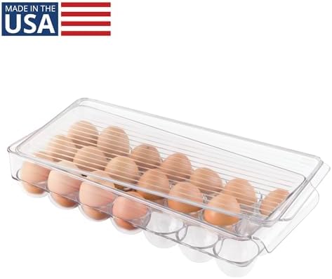 iDesign Clear Plastic Egg Holder for Fridge, 21 Egg