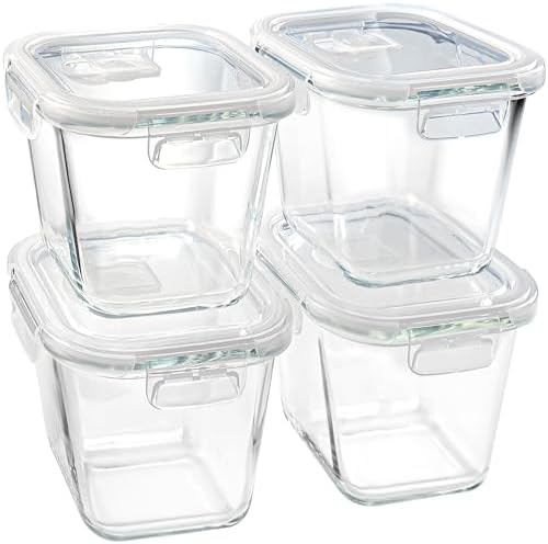 Borosilicate Glass Soup Containers with Lids, 4 Cup, 4 Pack