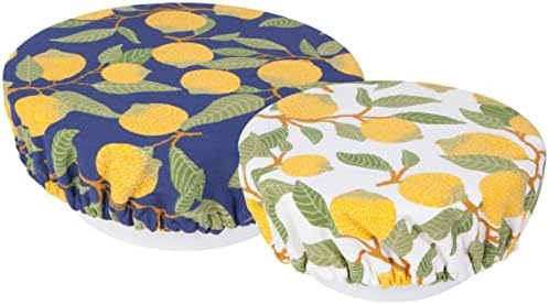 Now Designs Lemons Reusable Cotton Bowl Covers, Set of 2