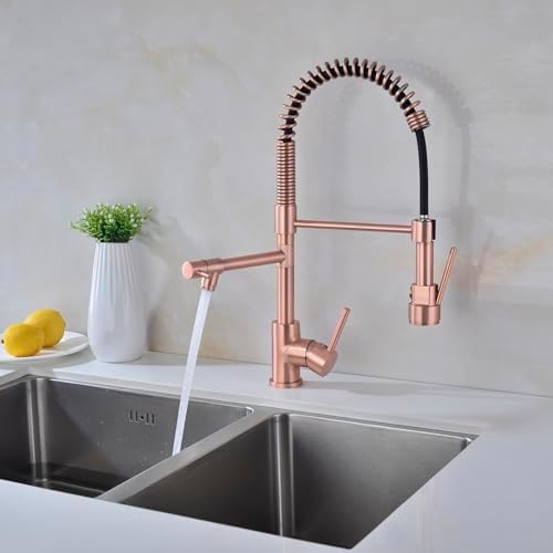 Avola Copper Kitchen Faucet with Pull-Down Sprayer, Rose Gold
