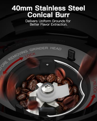 Burr Coffee Grinder, 51 Grind Settings for Espresso
