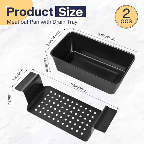 2-Pack Nonstick Meatloaf Pan with Drain Tray, Lift-Out Insert, 9x5”