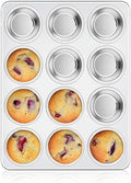 Homikit Stainless Steel Muffin Pan 12 Cups, 1 Pack Cupcake Tins Non
