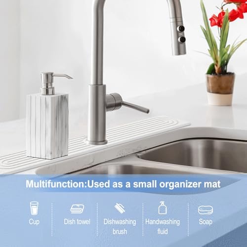 Stone Faucet Mat for Kitchen Sink, Super Water Absorbing,White
