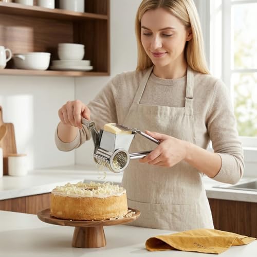 PRETYZOOM Stainless Steel Manual Rotary Cheese Grater