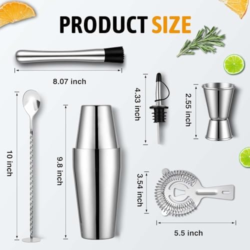 Mwellewm Cocktail Shaker Set, Boston Shakers, Bartending Drink Shaker