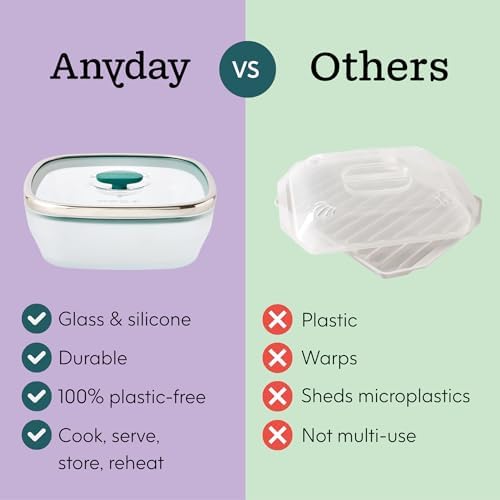 Anyday 10-Cup Square Glass Food Storage with Glass Lid | Plastic-Free