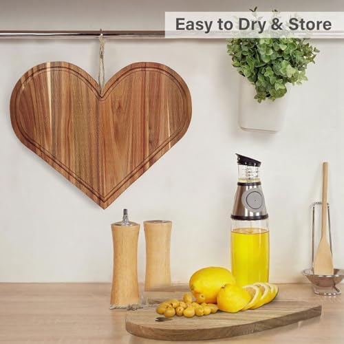 Double-Sided Acacia Wood Heart Cutting Board & Serving Tray Set - XO