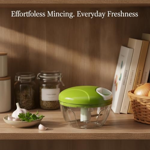 Effortless Garlic Mincing with Pull-String Manual Food Chopper, 500ml