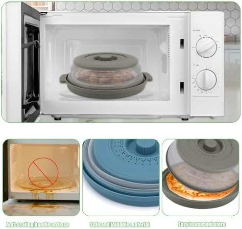 2 Sets Microwave Splatter Plate Cover for food with Base Mat