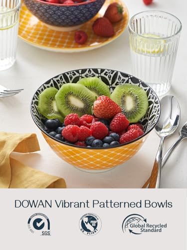 DOWAN Mosaian 33 OZ Large Bowl Set of 6 - Ceramic Deep Bowls for