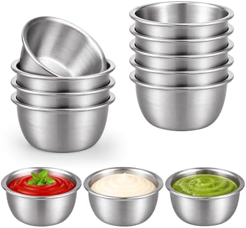Stainless Steel Condiment Cups 12 Pack 50ml, Reusable Stackable