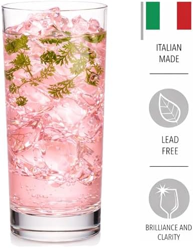 Godinger Drinking Glasses, Tall Highball Glasses Set of 4, Made in