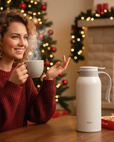 GiNT 51 Oz Stainless Steel Thermal Coffee Carafe, Double Walled Vacuum