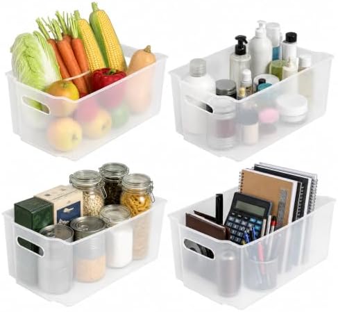 Plastic Pantry Organization and Food Storage Bin, 4 Pack