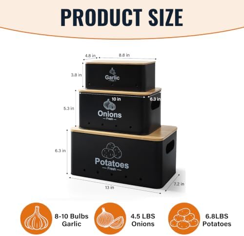 3 pieces Metal container Vegetable Storage for kitchen,Potato