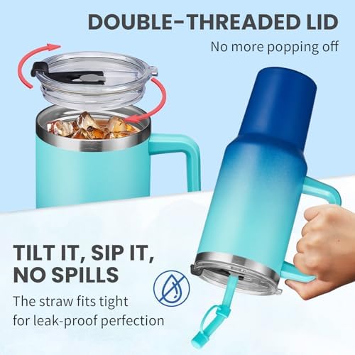 40 oz Tumbler With Handle Travel Coffee Mug Stainless Steel Cup with