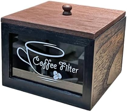 Coffee Filter Holder Wood Filter Paper Storage Box for Counter Coffee