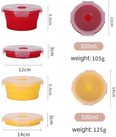 RoseFlower 4PCS Collapsible Bowl Sets, Portable Round Silicone