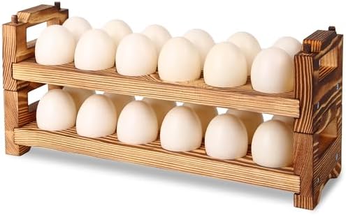 CVHOMEDECO. Wooden Egg Holder, 24 Eggs, Set of 2